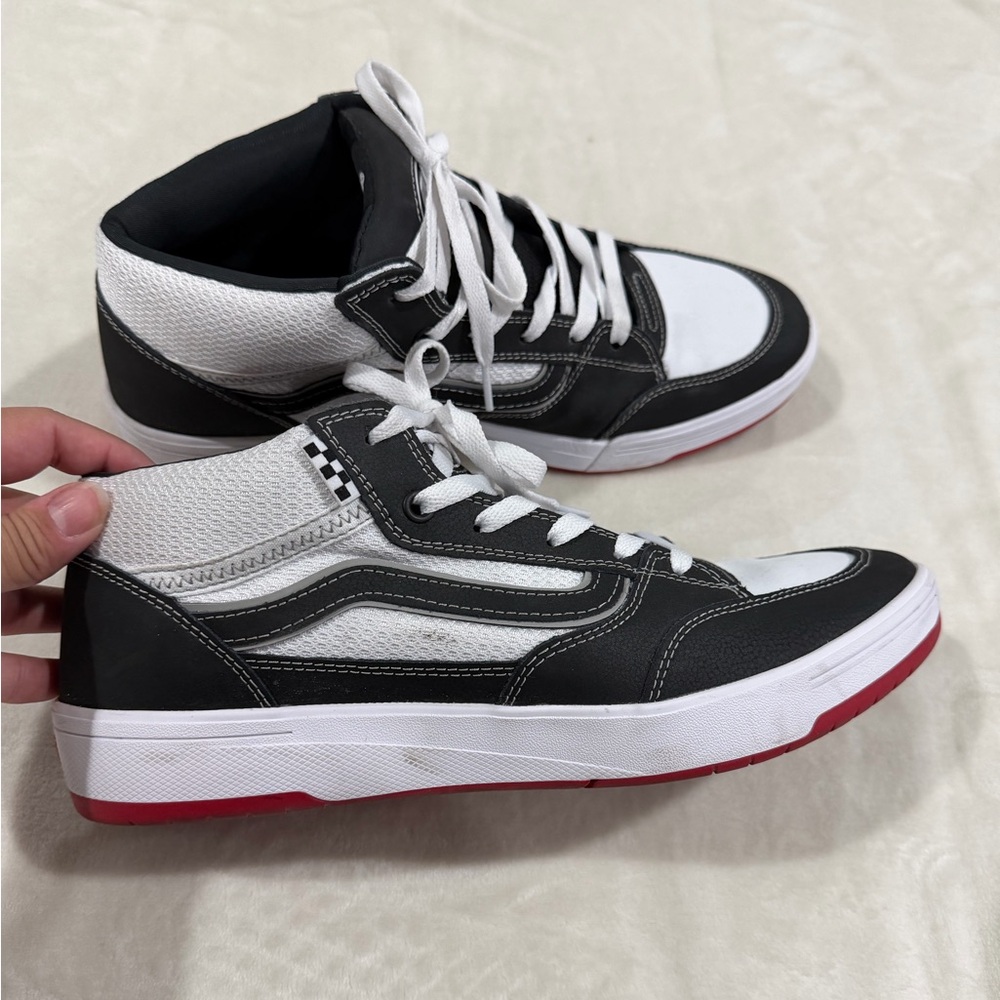Vans Black and White Mid-Top Sneakers